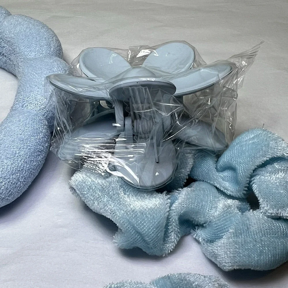 6 Pack Spa Headband Makeup, Face Wash, Skincare Hair Accessories‎ Blue Clip NWT